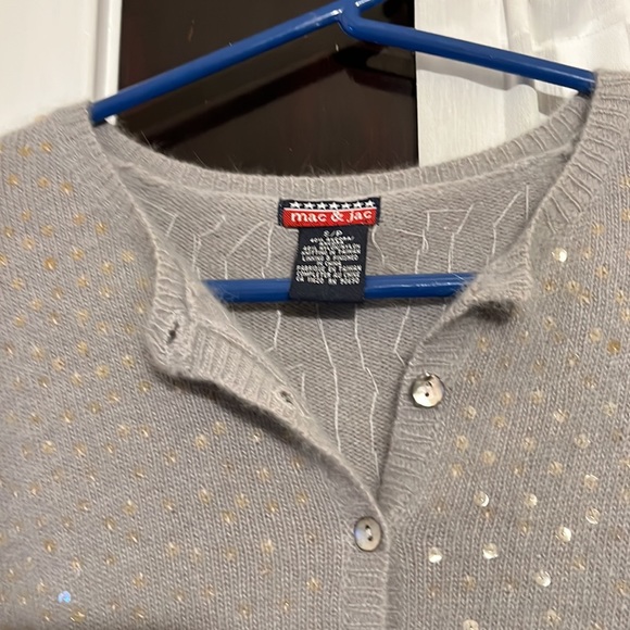 Pretty Mac and Jac Sequined Cardigan. 40% Angora and 40% Nylon knitting. S/P - Picture 2 of 6